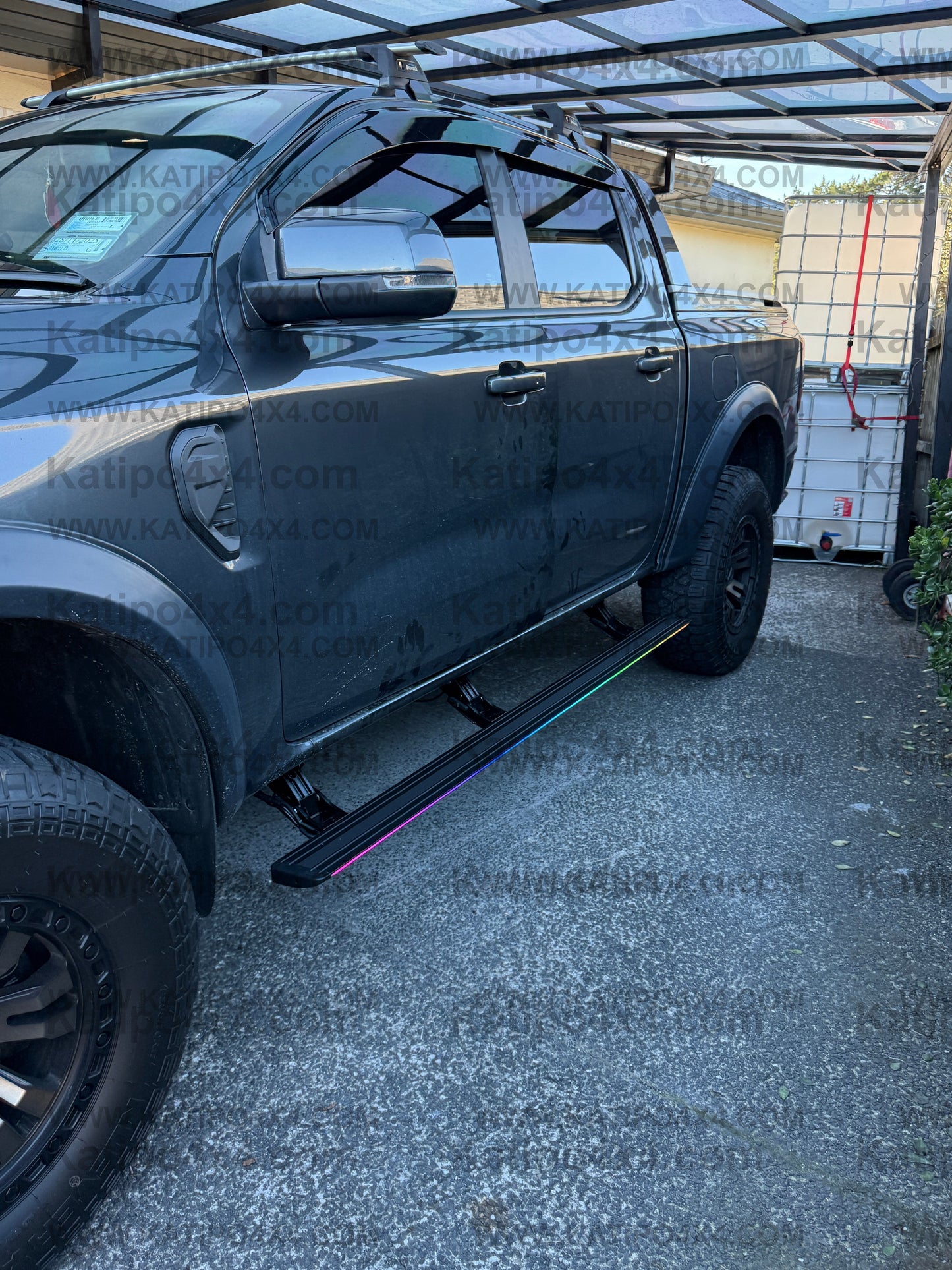 ELECTRIC POWER RETRACTABLE BOARD / FORD RANGER,  RAPTOR SIDE STEPS (2012-2025+) with LED Lights - Or NO LIGHTS