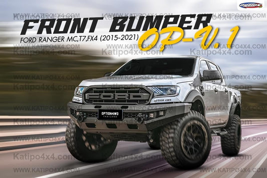 OPTION4WD - V.1 FRONT WINCH BAR - FORD RANGER & EVEREST (2015-2022) kit