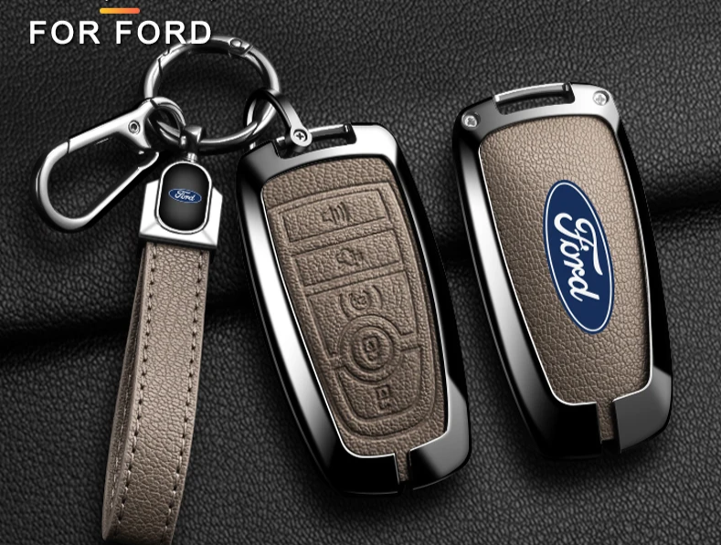 Premium key fob Cover in Alloy & Leather for 2022+ FORD RANGER, EVEREST & RAPTOR ( FREE WORLDWIDE SHIPPING )