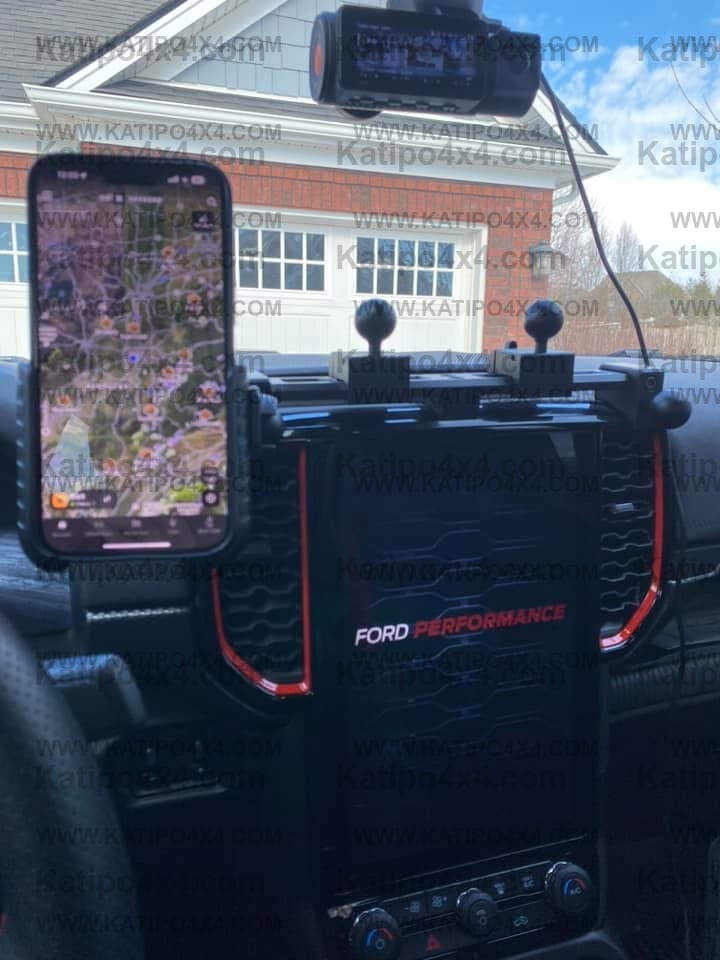 NEXT-GEN FORD RANGER & RAPTOR Center console CELL PHONE, UHF HOLDER , GOPRO Mounting Bracket