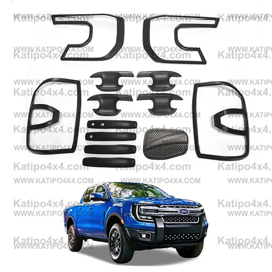 Next-Gen RANGER TRIM SET , Door Handle, Fuel Tank Flap, Front Light Cover For Ford Ranger 2023+ WILDTRAK , SPORT & XL