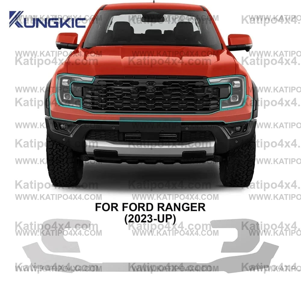 Car Pre-cut Paint Protection Film For Ford Ranger, Platinum, Wildtrak, Raptor, XL 2022+ . Self-Healing PPF  Anti-Scratch