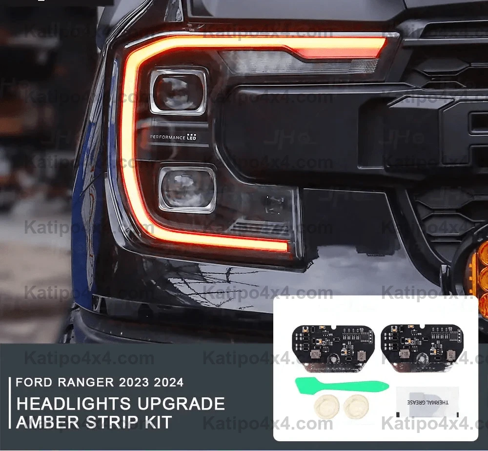 USA STYLE Amber Front Headlight  Daytime Running Lights Replace WHITE Unit For NEXT-GEN FORD RANGER , RAPTOR & EVEREST