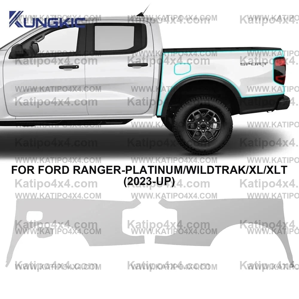 Car Pre-cut Paint Protection Film For Ford Ranger, Platinum, Wildtrak, Raptor, XL 2022+ . Self-Healing PPF  Anti-Scratch