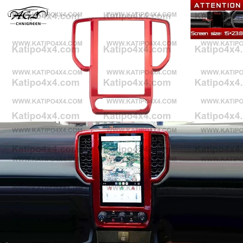 ABS Red 10.1" & 12" inch Navigation AC Outlet Vent Frame Trim Cover Interior for Ford Ranger, Everest & Raptor 2022+