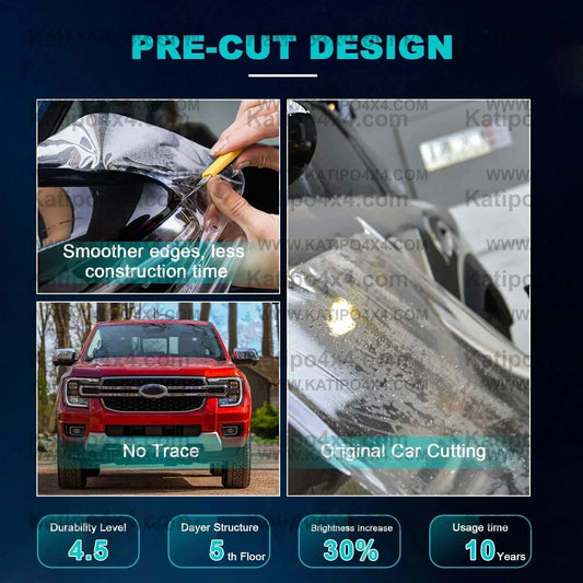 Car Pre-cut Paint Protection Film For Ford Ranger, Platinum, Wildtrak, Raptor, XL 2022+ . Self-Healing PPF  Anti-Scratch