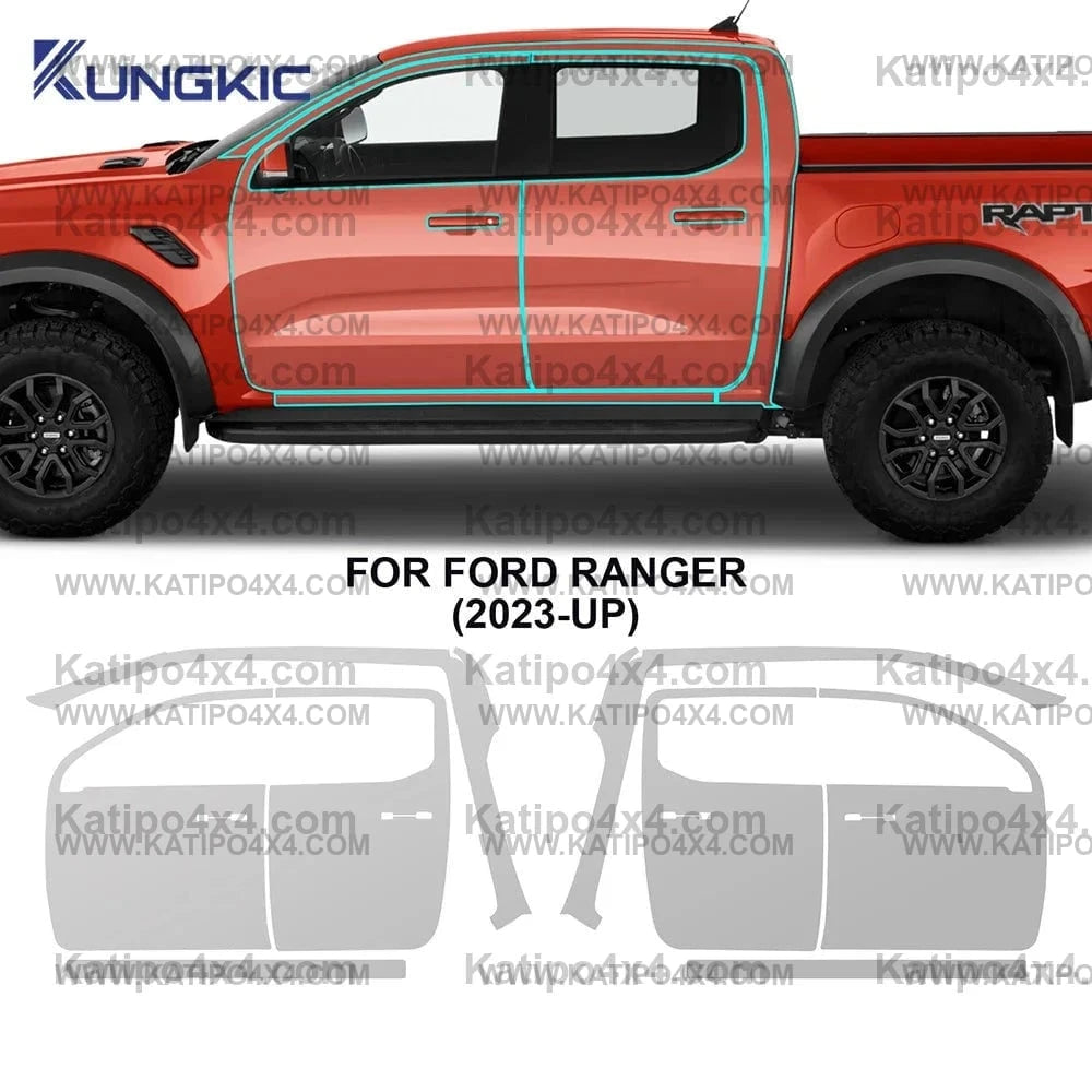 Car Pre-cut Paint Protection Film For Ford Ranger, Platinum, Wildtrak, Raptor, XL 2022+ . Self-Healing PPF  Anti-Scratch