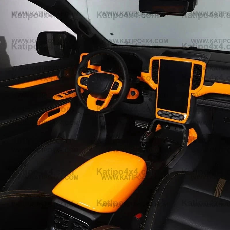 NEXT-GEN Ford Ranger & Raptor 2022-2024+ ABS Orange Car Center Control Panel Steering Wheel Decorative Interior Parts