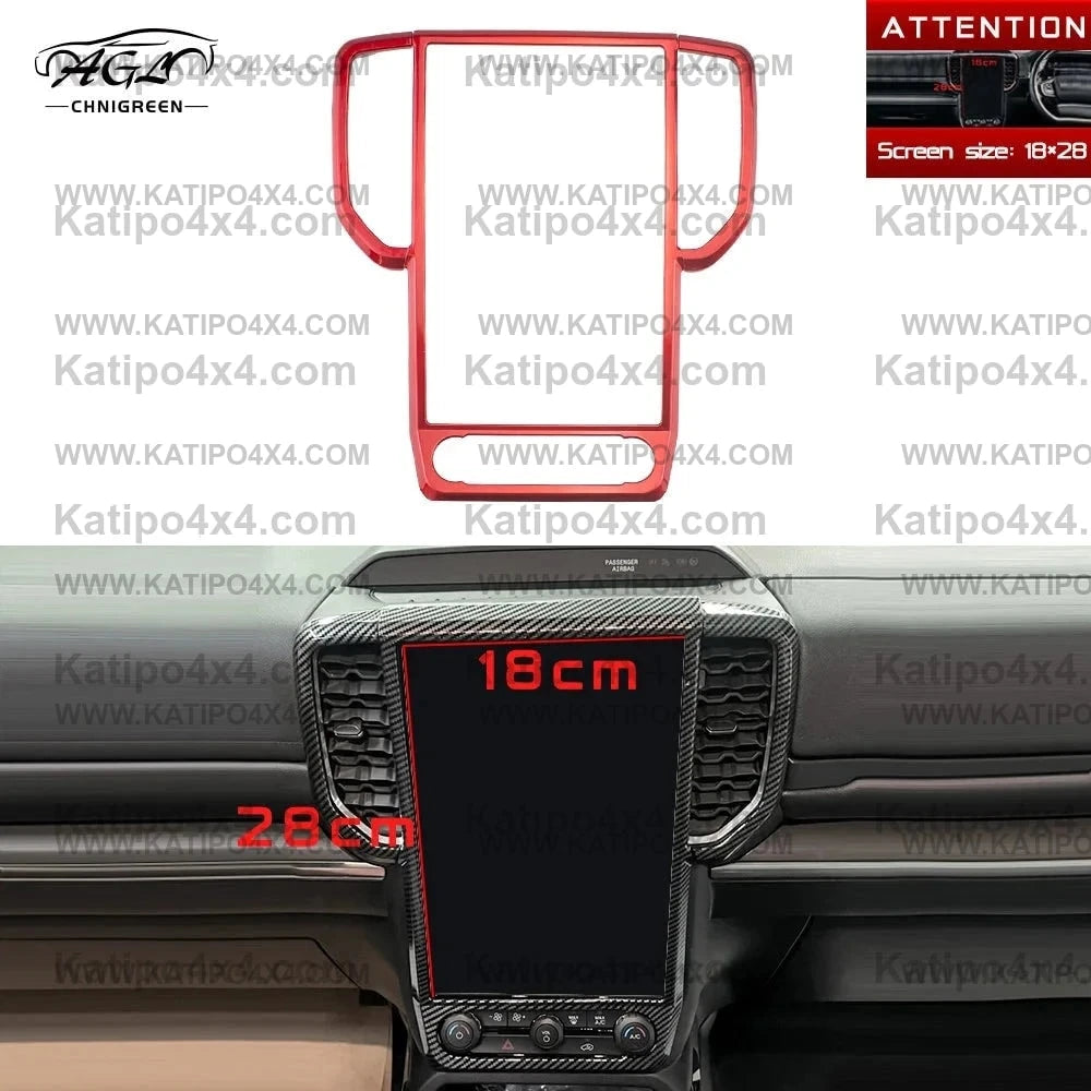 ABS Red 10.1" & 12" inch Navigation AC Outlet Vent Frame Trim Cover Interior for Ford Ranger, Everest & Raptor 2022+