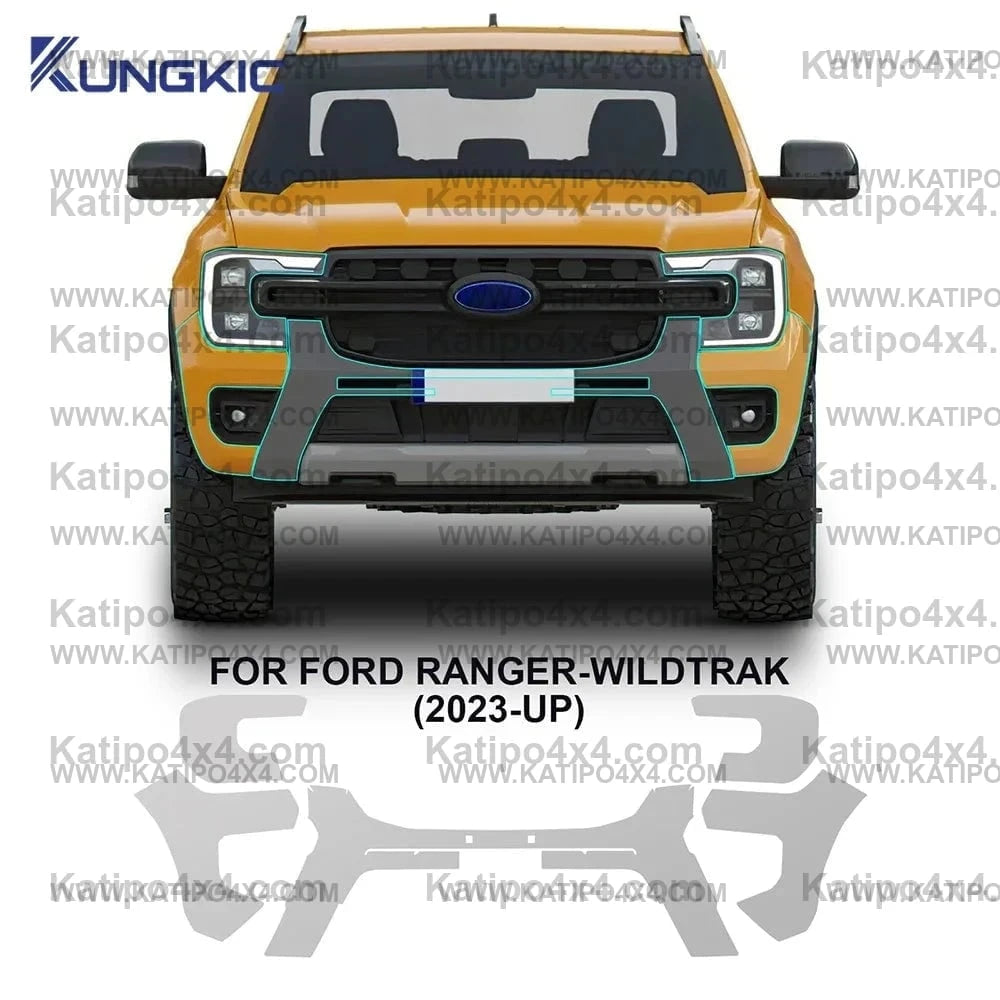 Car Pre-cut Paint Protection Film For Ford Ranger, Platinum, Wildtrak, Raptor, XL 2022+ . Self-Healing PPF  Anti-Scratch