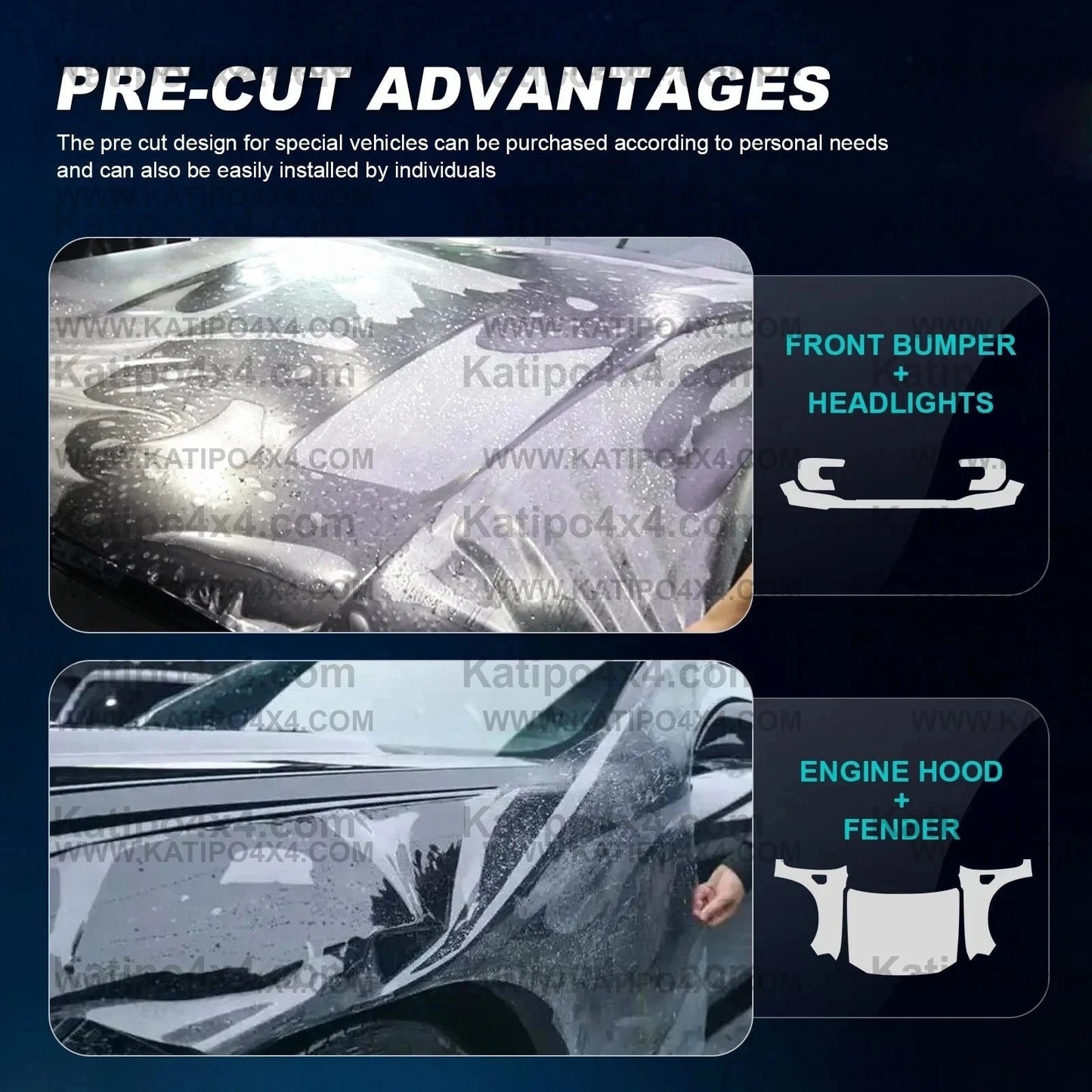 Car Pre-cut Paint Protection Film For Ford Ranger, Platinum, Wildtrak, Raptor, XL 2022+ . Self-Healing PPF  Anti-Scratch