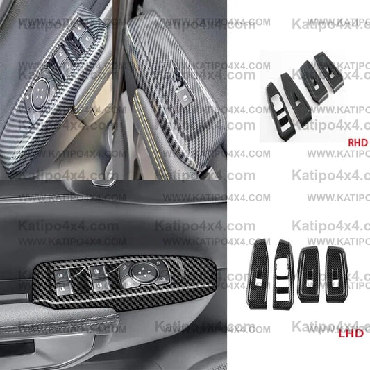 NEXT-GEN Ford Ranger 2023+   Carbon Fiber Car Window Lift Switch Button Cover Trim