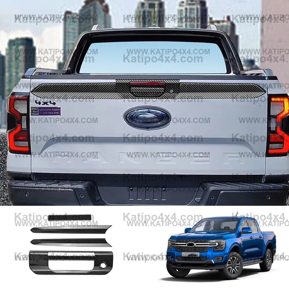 NEXT-GEN Ford Ranger 2023+ Black OR Carbon Fiber Rear Trunk Handle & trim Covers