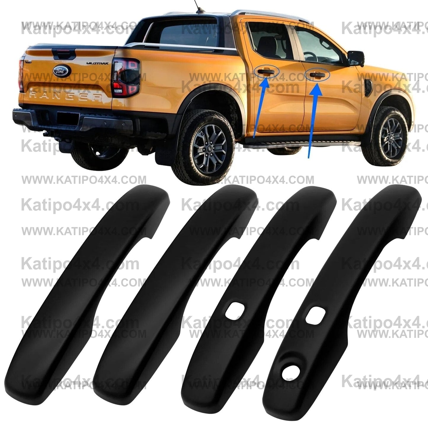 Next-Gen RANGER TRIM SET , Door Handle, Fuel Tank Flap, Front Light Cover For Ford Ranger 2023+ WILDTRAK , SPORT & XL