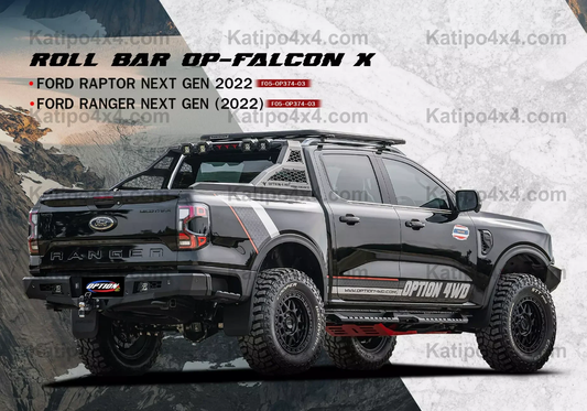 OP-FALCON X SPORT BAR ( NEXT-GEN FORD RANGER & RAPTOR )  Suitable to fit onto a HARD-LID
