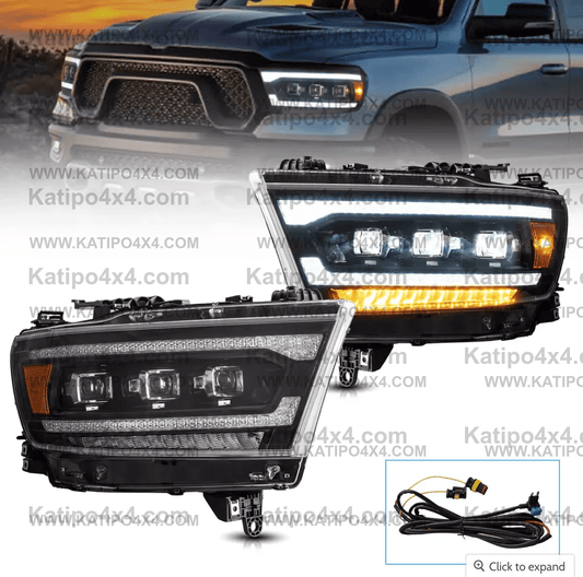 Matrix Projector Headlights For Dodge Ram 1500 2500 3500 ( 2019-2024) 5th Gen