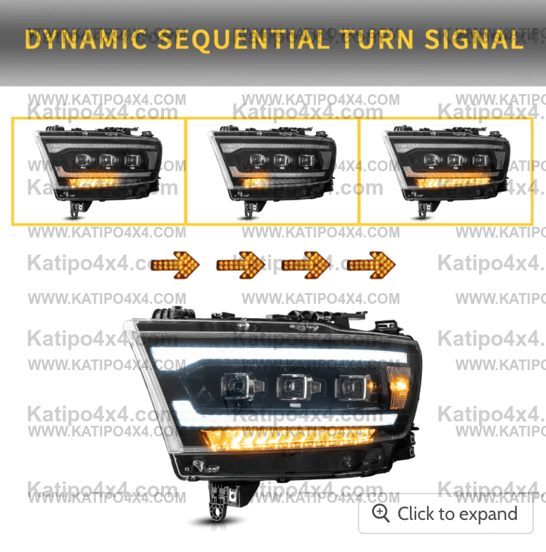 Matrix Projector Headlights For Dodge Ram 1500 2500 3500 ( 2019-2024) 5th Gen