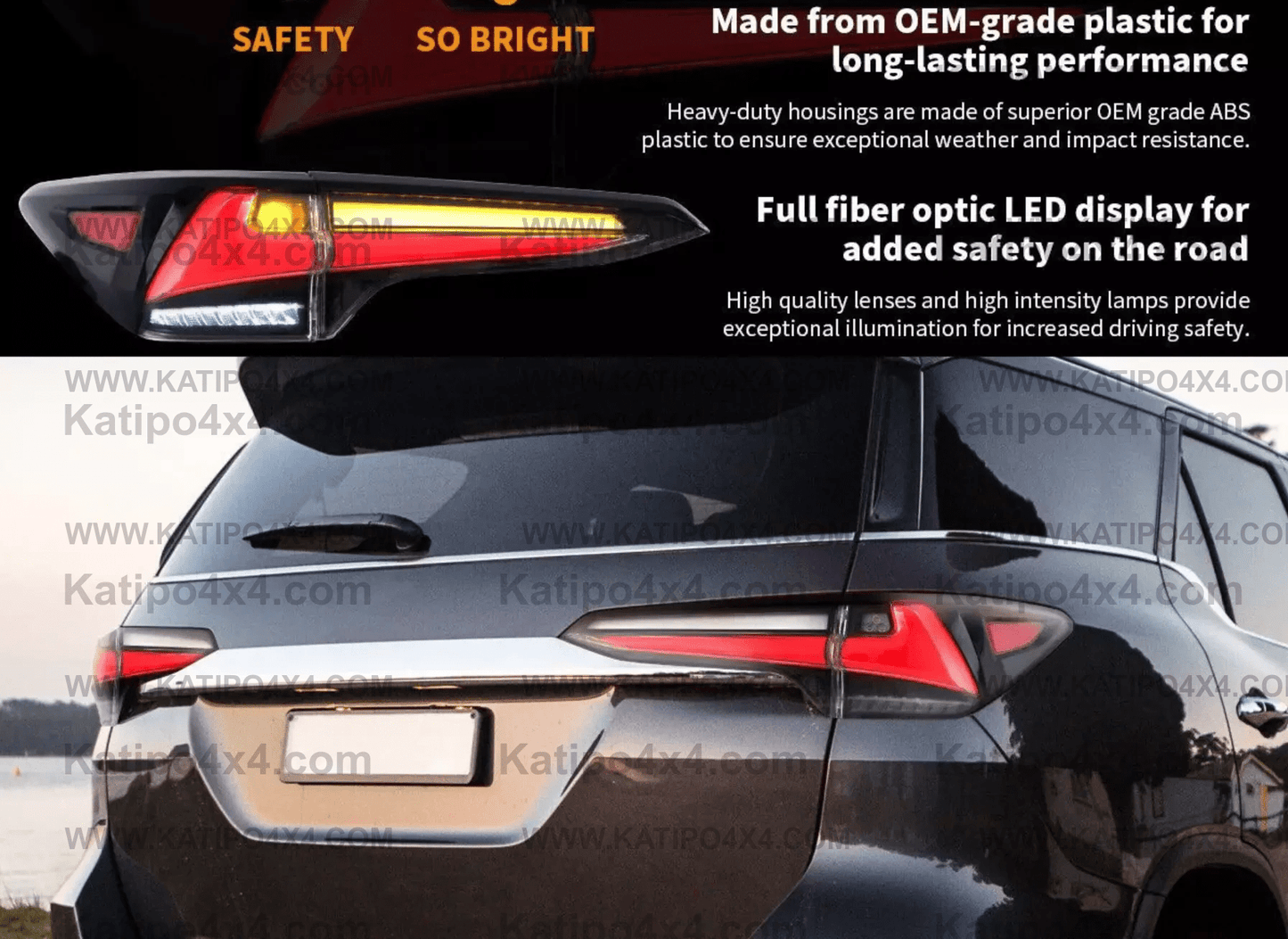 LED Taillights For Toyota Fortuner 2017-2019 w/Sequential Indicator