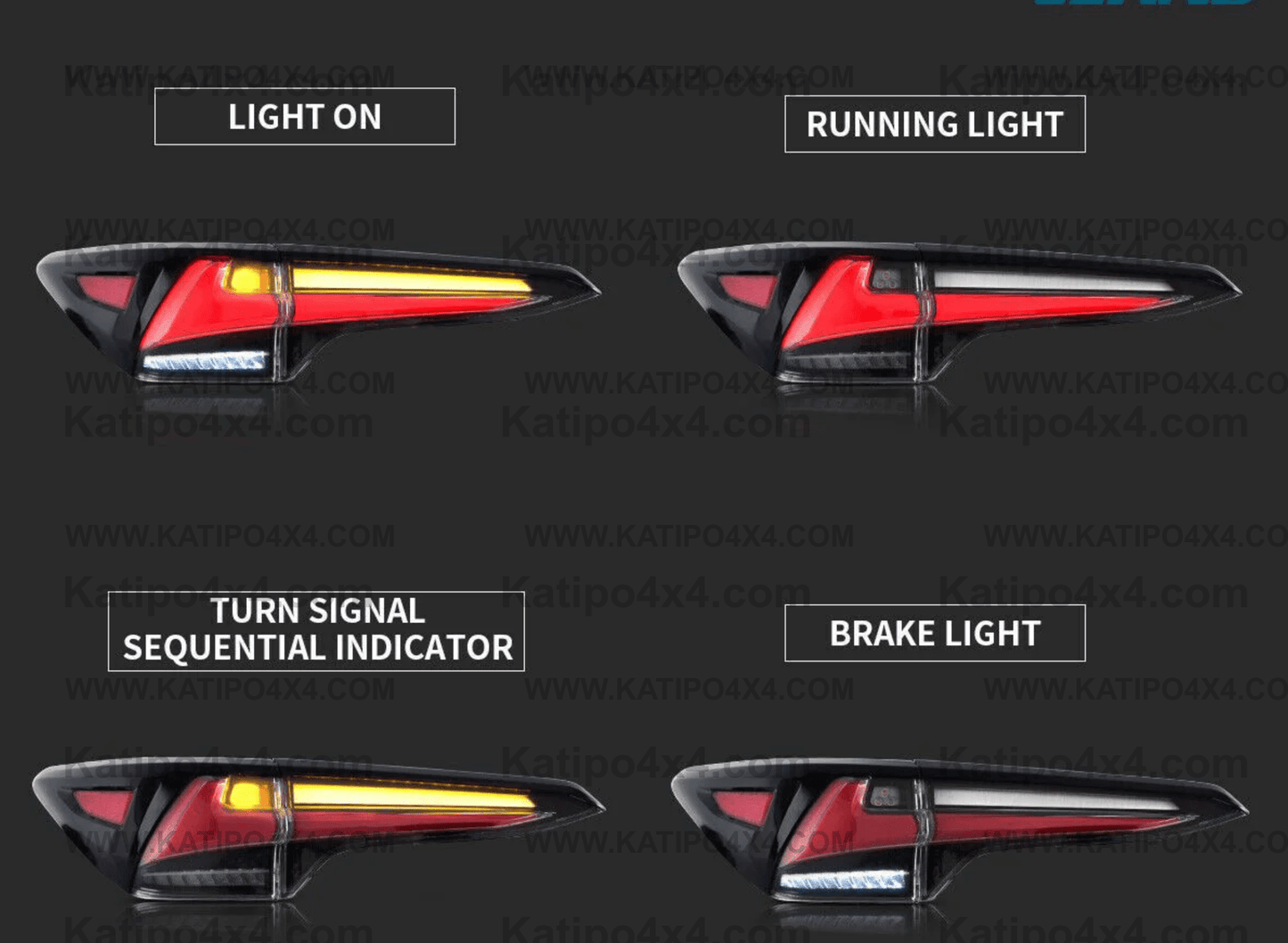 LED Taillights For Toyota Fortuner 2017-2019 w/Sequential Indicator