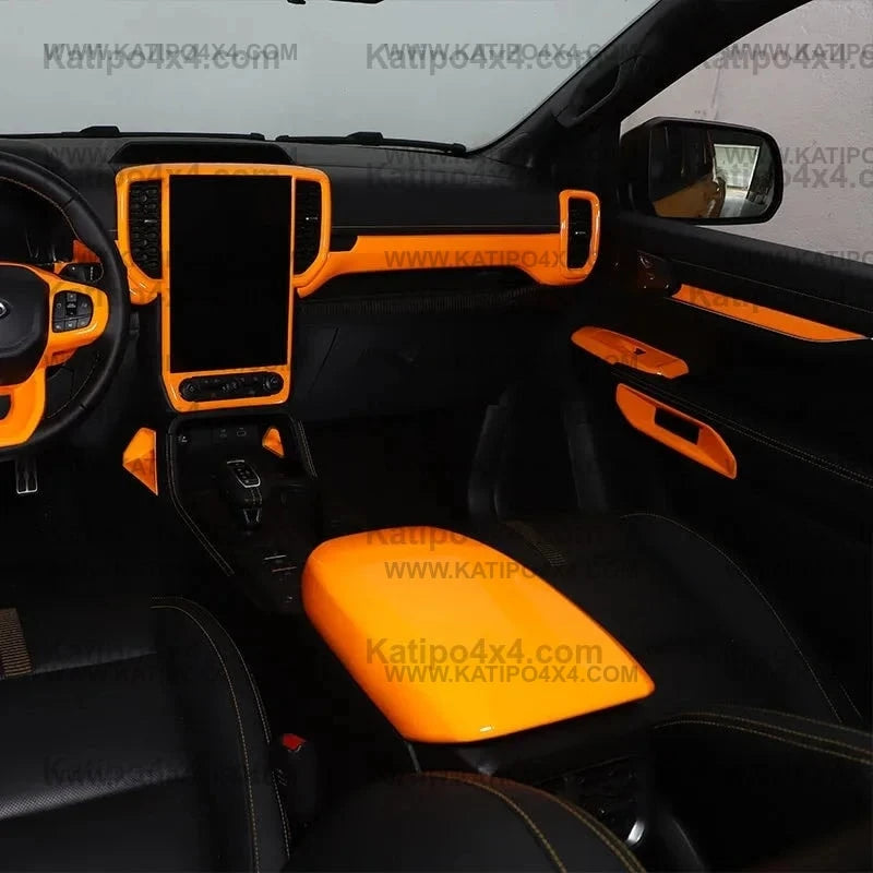 NEXT-GEN Ford Ranger & Raptor 2022-2024+ ABS Orange Car Center Control Panel Steering Wheel Decorative Interior Parts