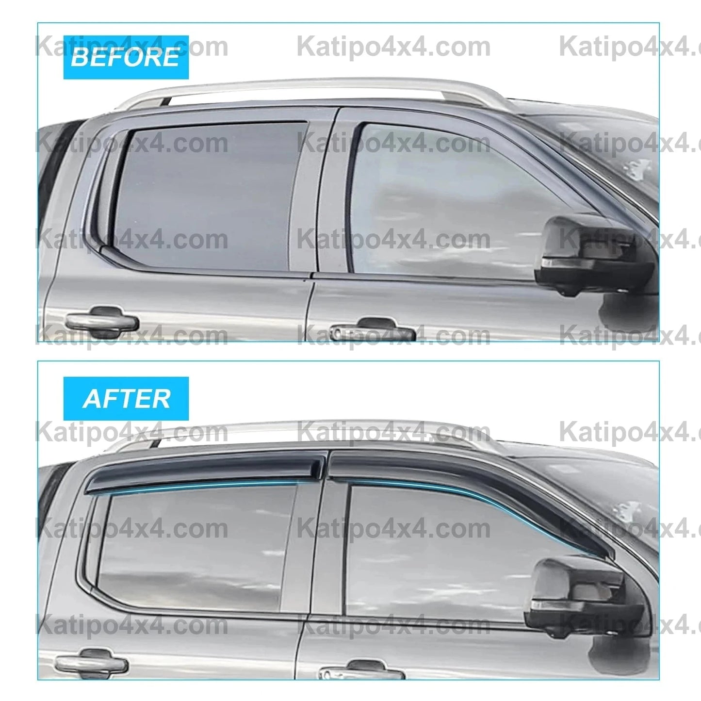 Ford Ranger & Raptor Next-Gen 2022+ Double Cabin Model Weather Shield Sun Rain Guard 4PCS