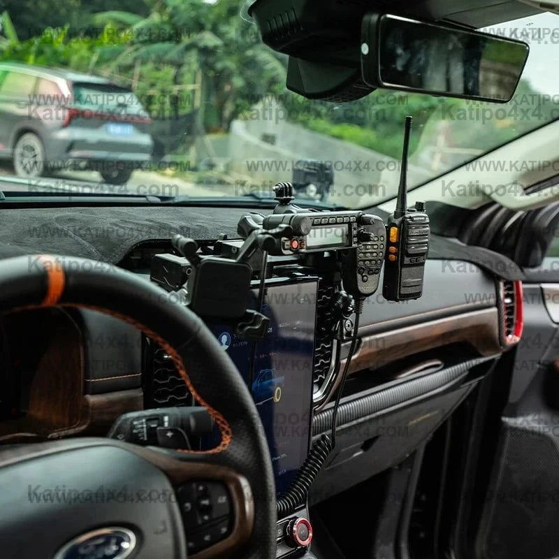 NEXT-GEN FORD RANGER & RAPTOR Center console CELL PHONE, UHF HOLDER , GOPRO Mounting Bracket