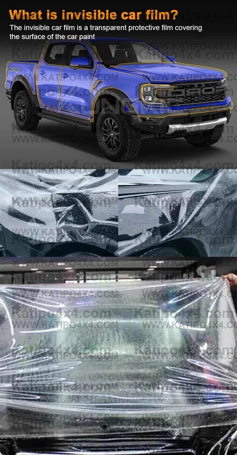 Car Pre-cut Paint Protection Film For Ford Ranger, Platinum, Wildtrak, Raptor, XL 2022+ . Self-Healing PPF  Anti-Scratch