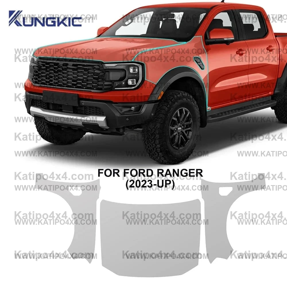 Car Pre-cut Paint Protection Film For Ford Ranger, Platinum, Wildtrak, Raptor, XL 2022+ . Self-Healing PPF  Anti-Scratch