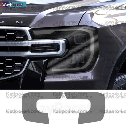NEXT-GEN 2022+ FORD RANGER , RAPTOR & EVEREST  Headlight Protective Film,  Transparent,  Smoke Black & Golden