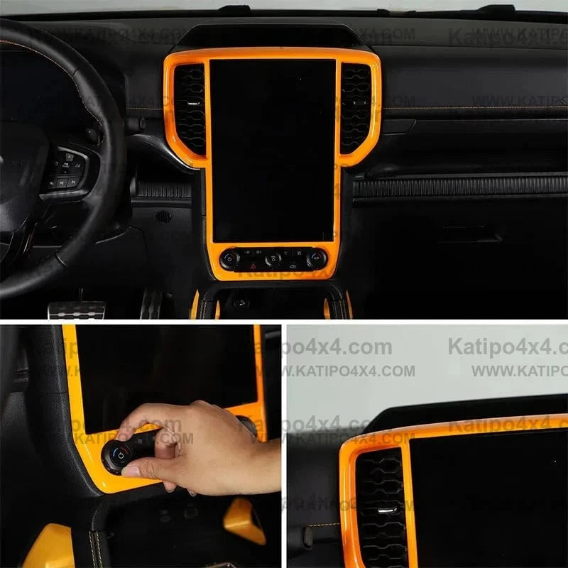 NEXT-GEN Ford Ranger & Raptor 2022-2024+ ABS Orange Car Center Control Panel Steering Wheel Decorative Interior Parts
