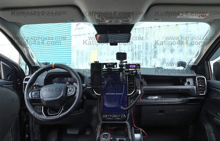 NEXT-GEN FORD RANGER & RAPTOR Center console CELL PHONE, UHF HOLDER , GOPRO Mounting Bracket