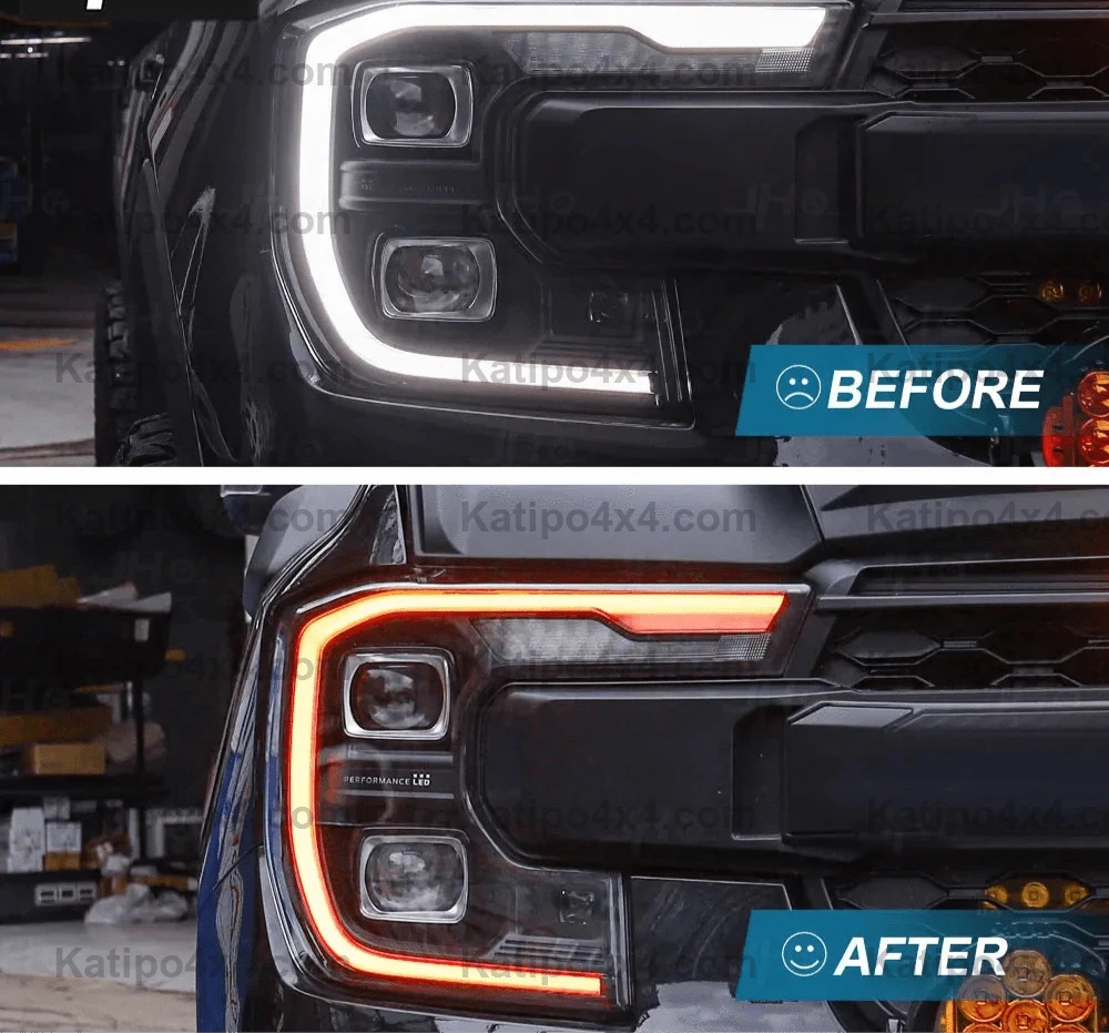 USA STYLE Amber Front Headlight  Daytime Running Lights Replace WHITE Unit For NEXT-GEN FORD RANGER , RAPTOR & EVEREST