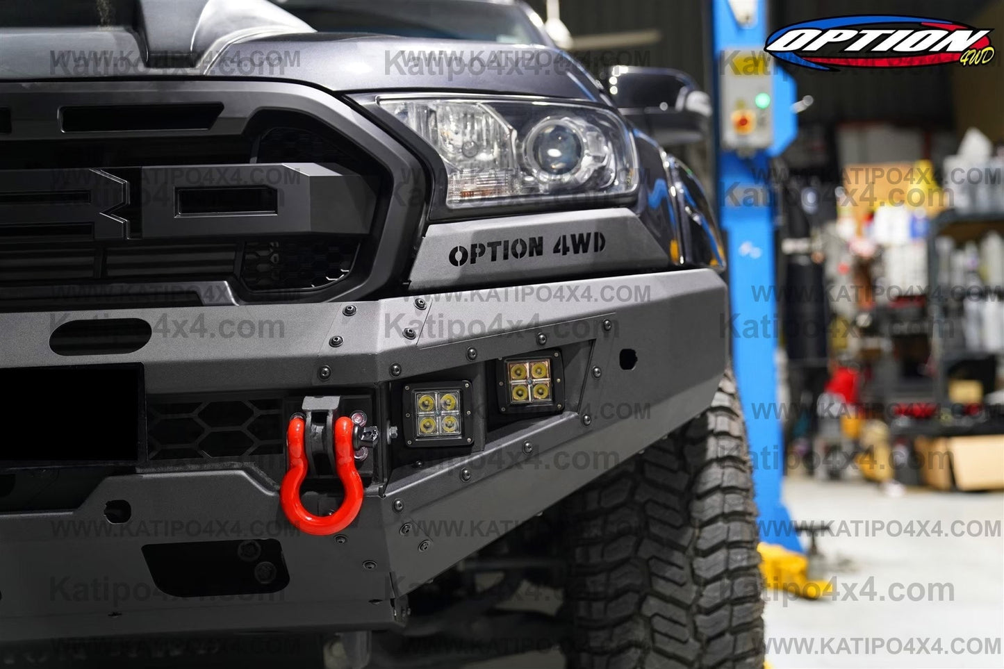 OPTION4WD - V.1 FRONT WINCH BAR - FORD RANGER & EVEREST (2015-2022) kit