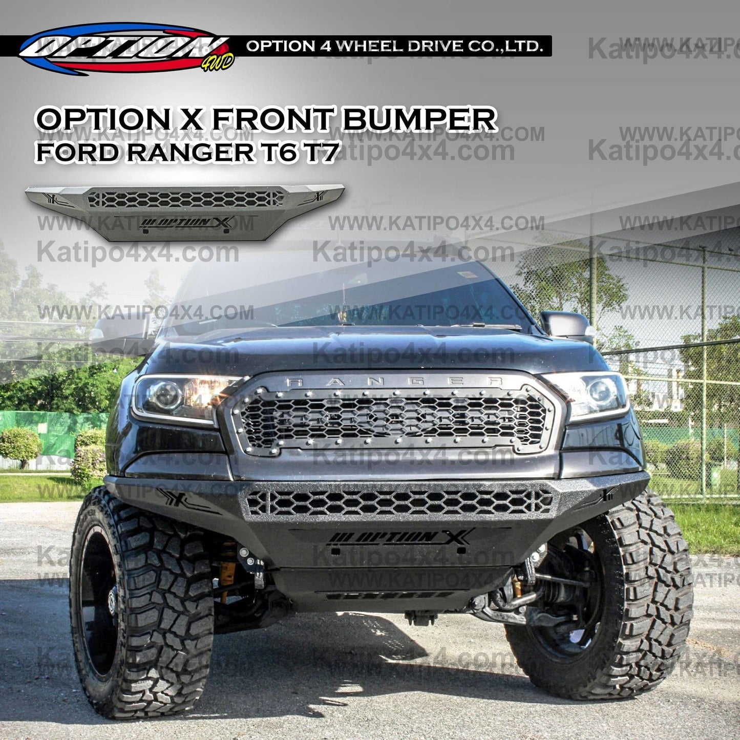 OPTION4WD - OPTION-X FRONT BULL BAR, FORD RANGER & EVEREST ( 2012-2022 ) FREE WORLDWIDE SHIPPING