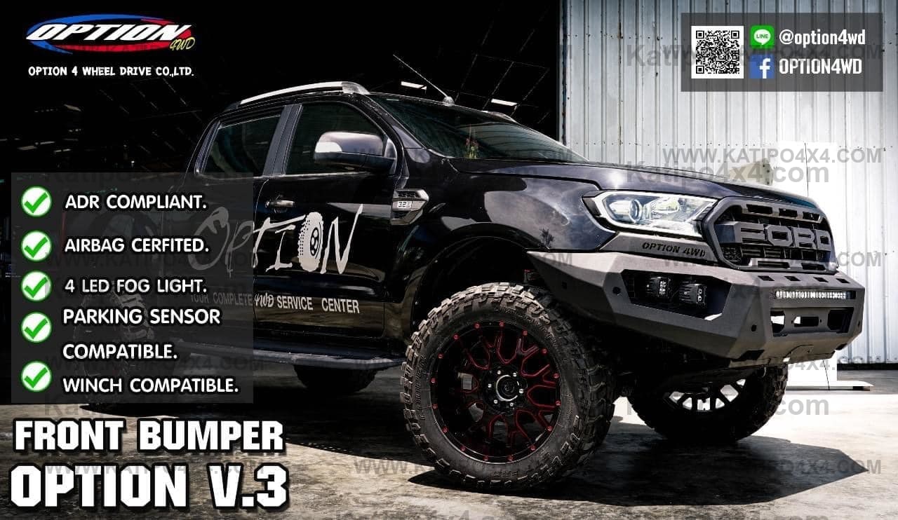OPTION4WD - V.3 FRONT WINCH BAR - RANGER & EVEREST  (2015-2022)
