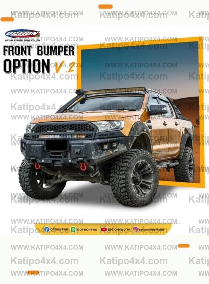 OPTION4WD - V.2 FRONT WINCH BAR, RANGER & EVEREST