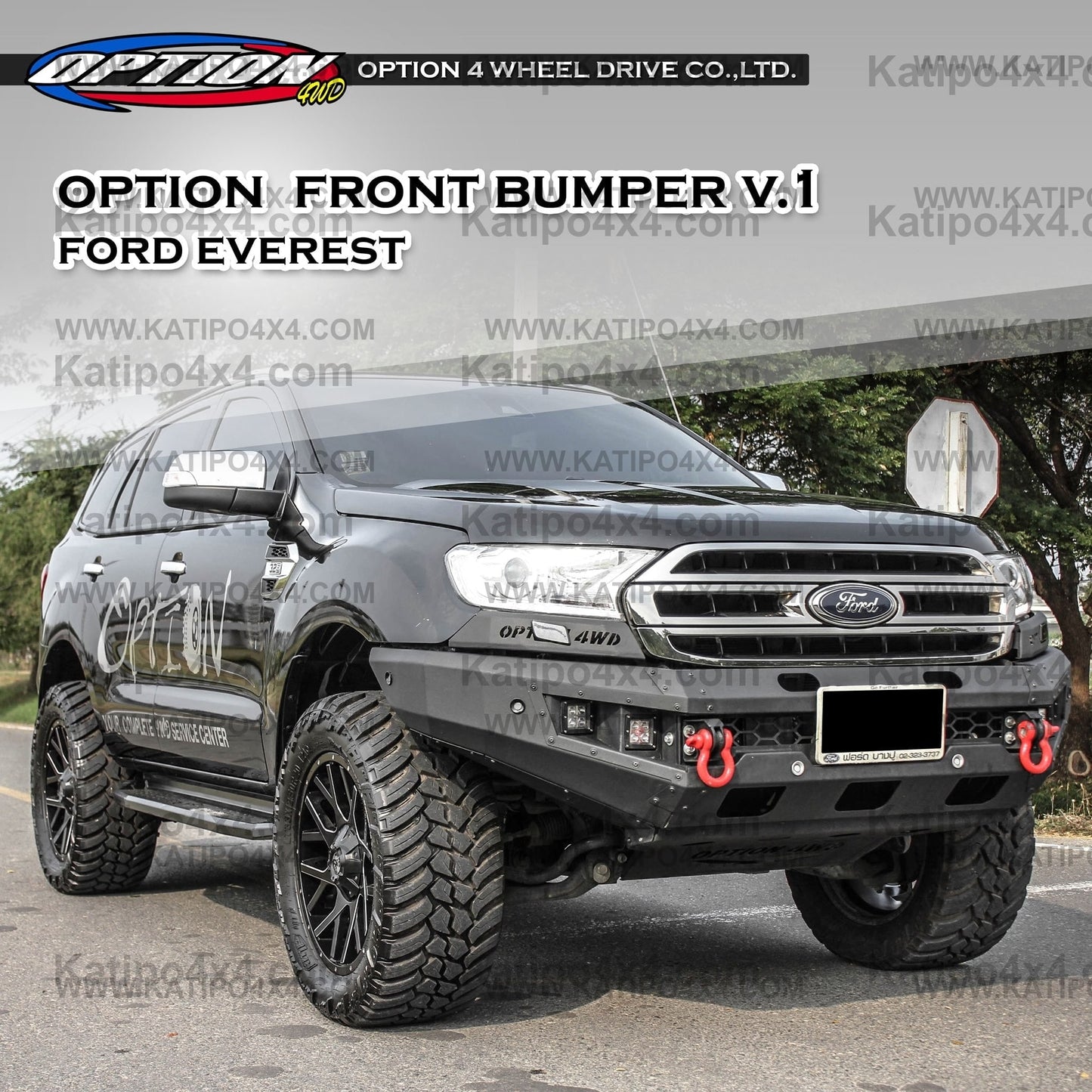 OPTION4WD - V.1 FRONT WINCH BAR - FORD RANGER & EVEREST (2015-2022) kit