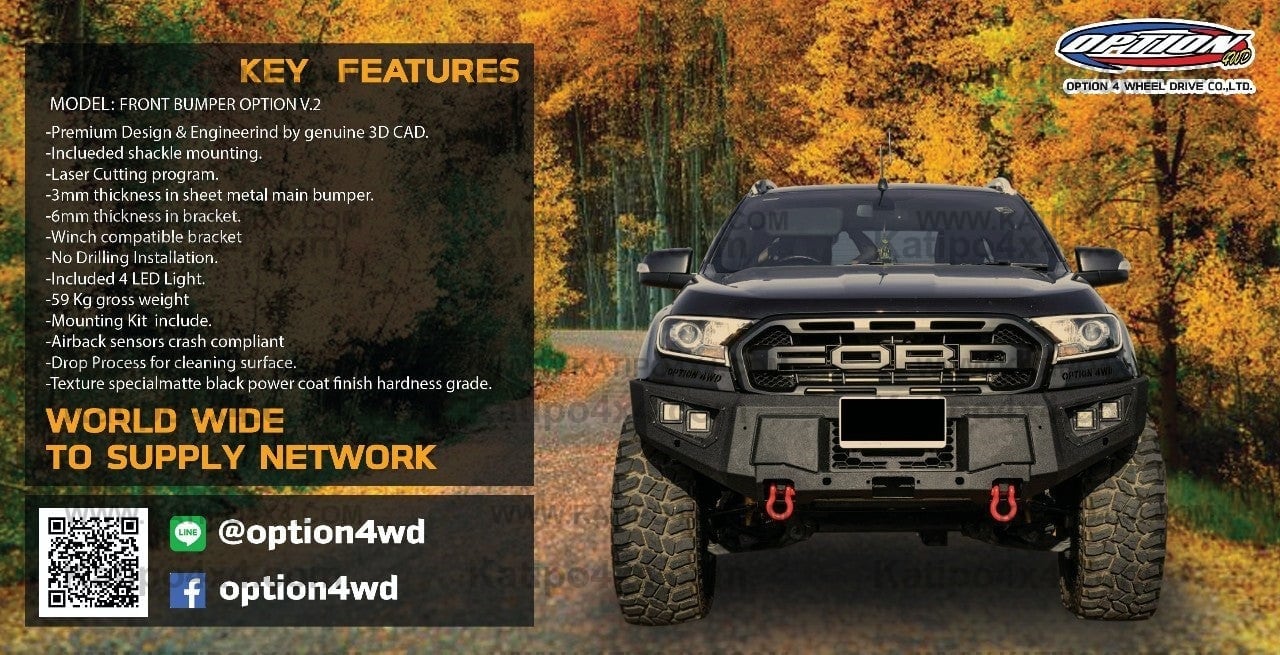OPTION4WD - V.2 FRONT WINCH BAR, RANGER & EVEREST