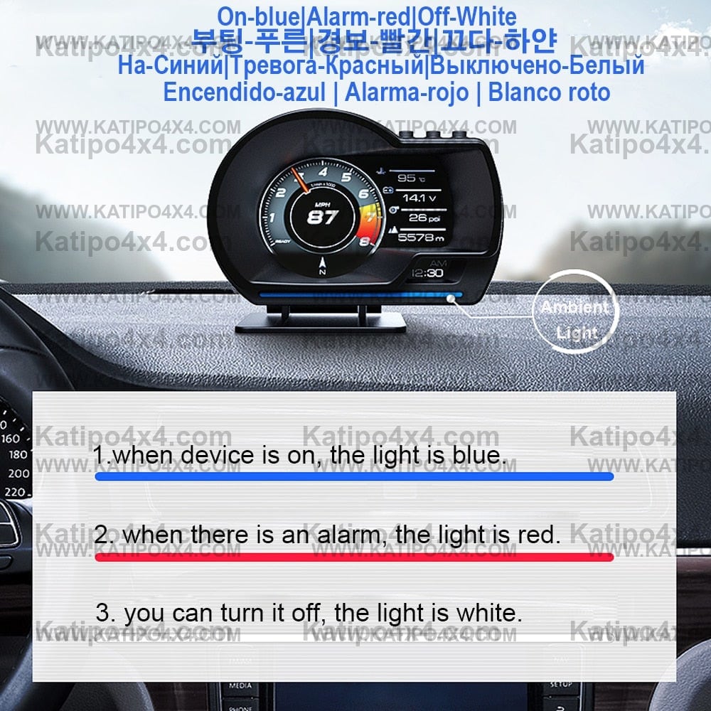 Vjoycar V60 Newest Head Up Display Auto Display OBD2+GPS Smart Car HUD Gauge Digital Odometer Security Alarm Water&amp;Oil Temp. RPM