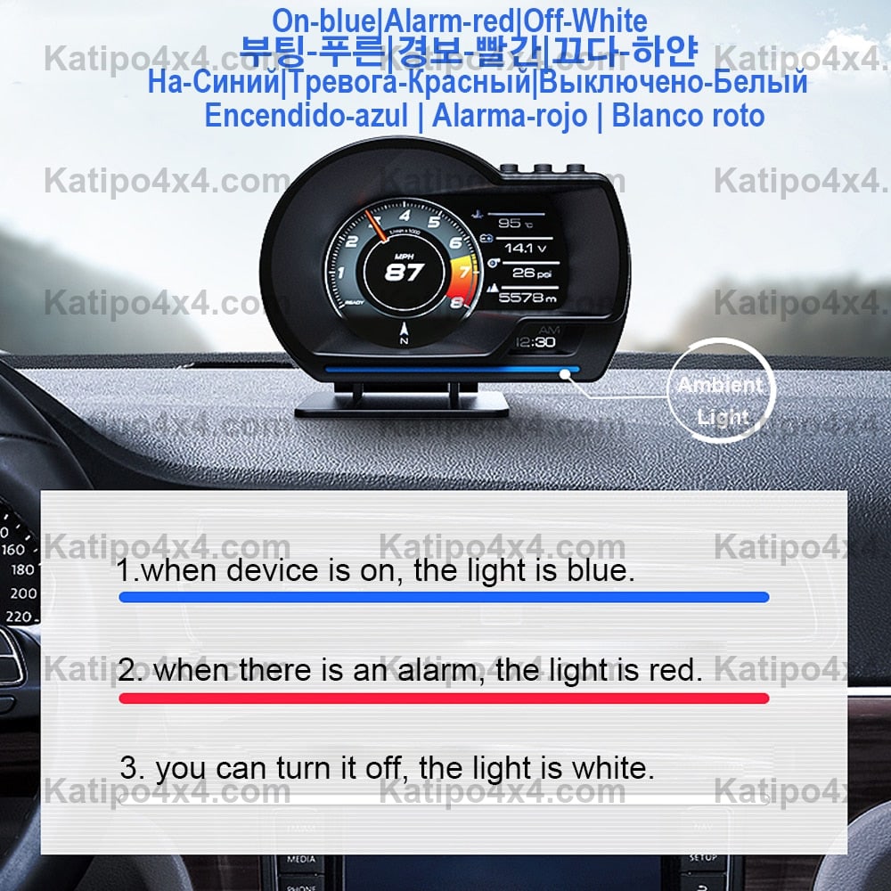 Vjoycar V60 Newest Head Up Display Auto Display OBD2+GPS Smart Car HUD Gauge Digital Odometer Security Alarm Water&amp;Oil Temp. RPM