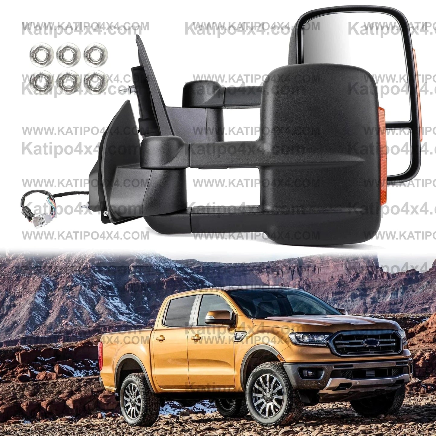 FORD RANGER & MAZDA BT-50 TOWING MIRRORS 2011-2022 PX1,PX2,PX3 & RAPTOR, FREE WORLDWIDE SHIPPING