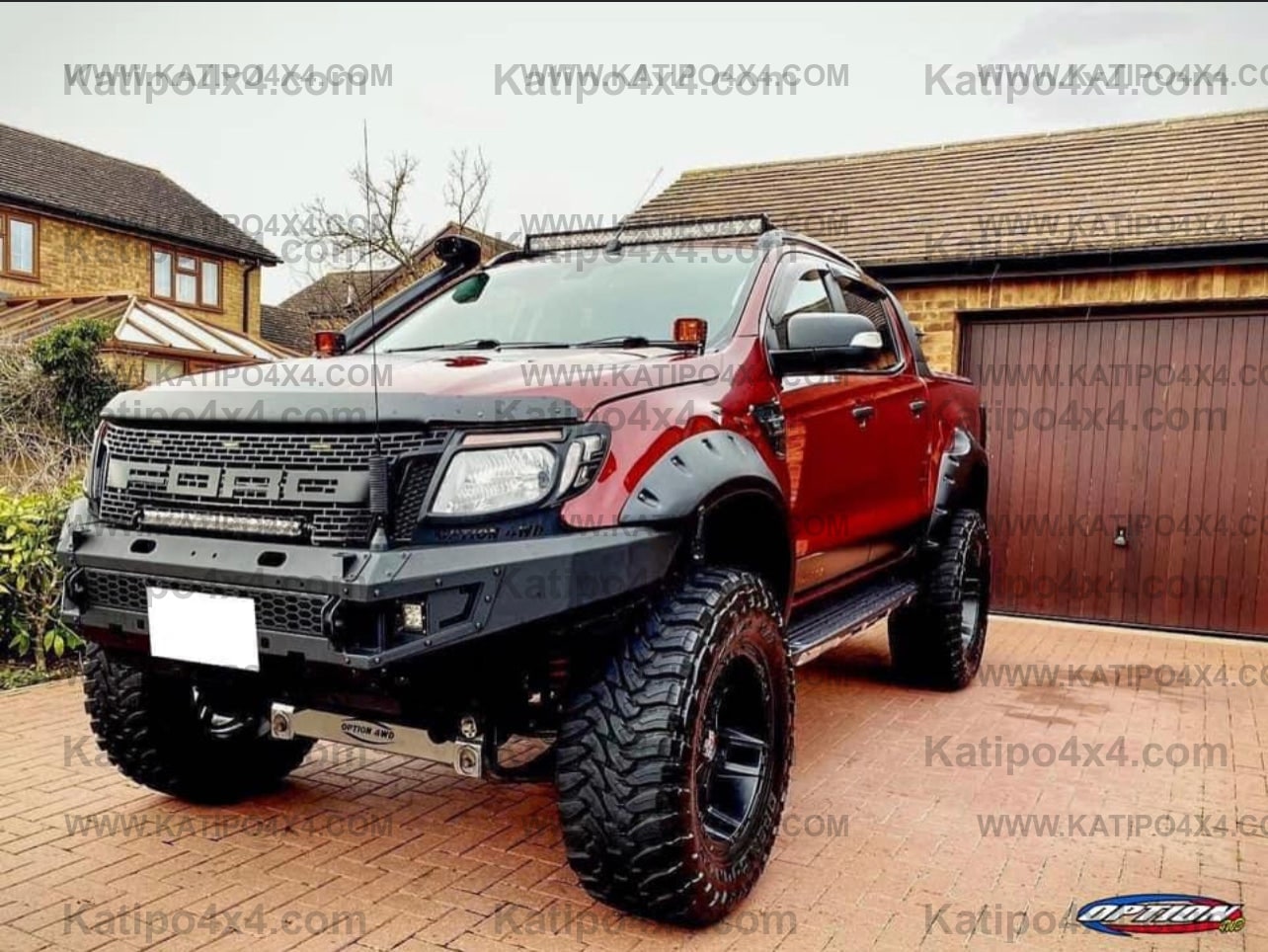 OPTION4WD - V.1 FRONT WINCH BAR,  PX1 FORD RANGER ( 2012-2014 )