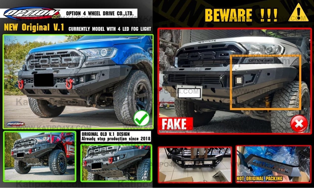 OPTION4WD - V.1 FRONT WINCH BAR - FORD RANGER & EVEREST (2015-2022) kit