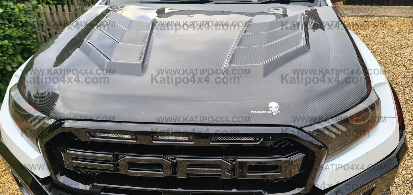 FORD RANGER, EVEREST & RAPTOR  CARBON BONNET, TYPE - MARKO (2015-2022) N.Z ONLY