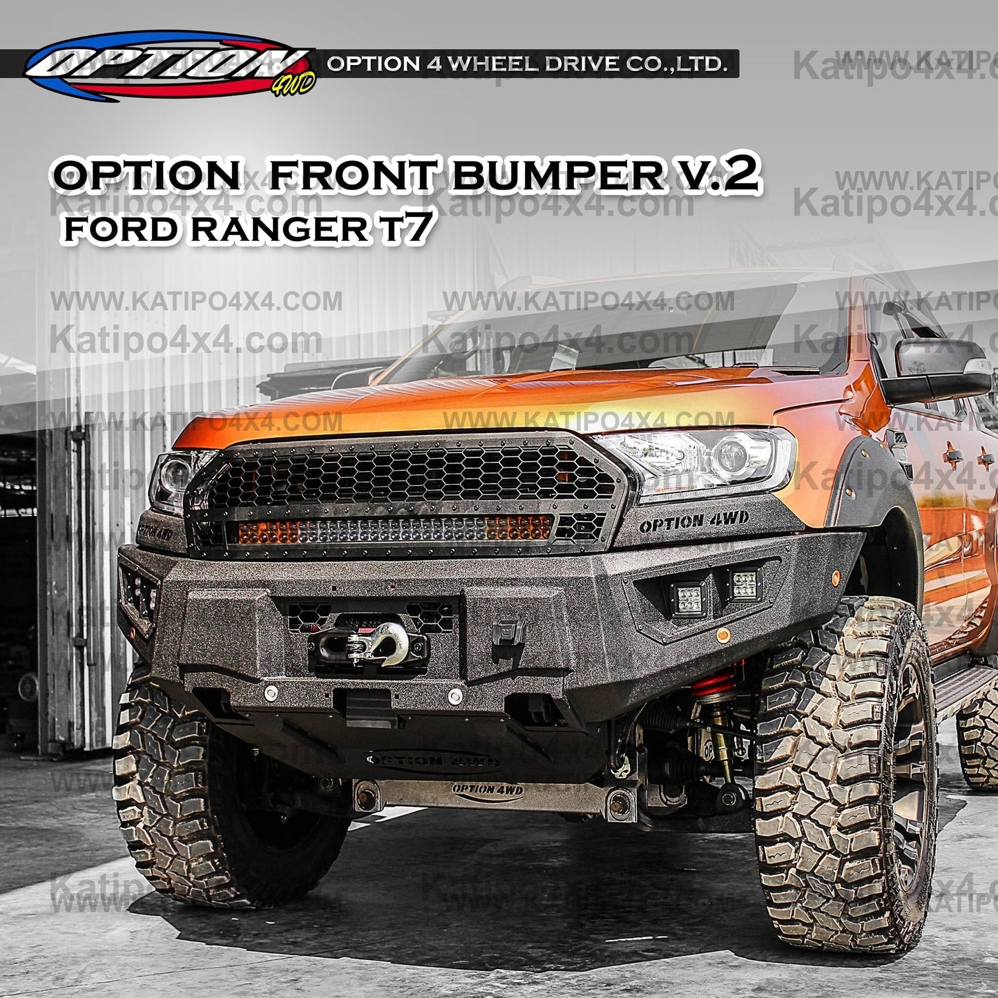 OPTION4WD - V.2 FRONT WINCH BAR, RANGER & EVEREST
