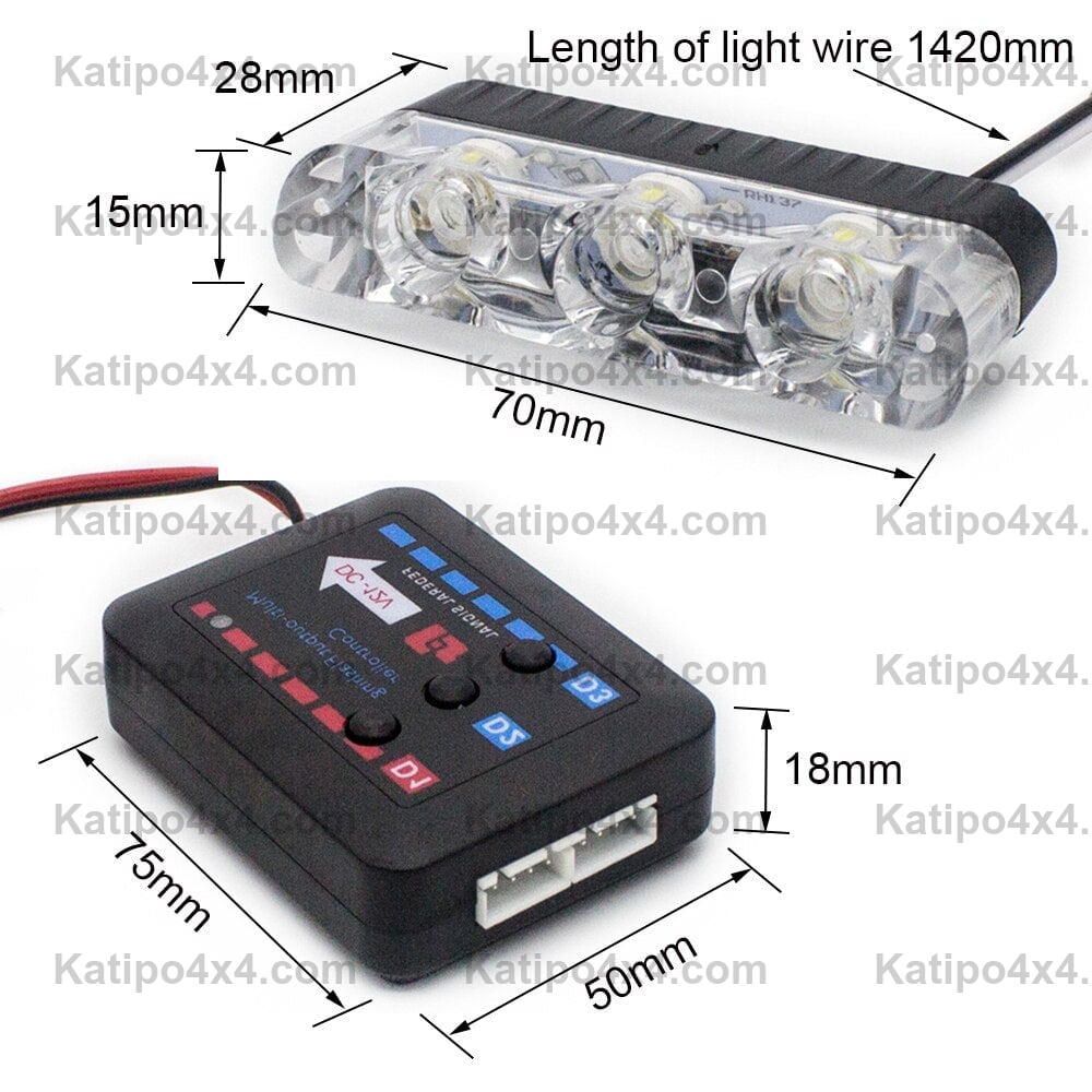 3 LED Car Front Grille Strobe Lights Flash Warning Lamp Red Blue Yellow Rescue Vehicle Emergency Flasher Signal Lighting ( FREE WORLDWIDE SHIPPING )