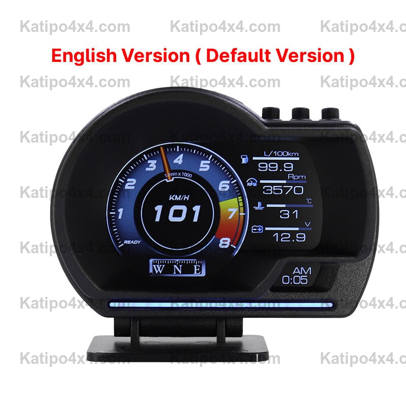 Vjoycar V60 Newest Head Up Display Auto Display OBD2+GPS Smart Car HUD Gauge Digital Odometer Security Alarm Water&amp;Oil Temp. RPM