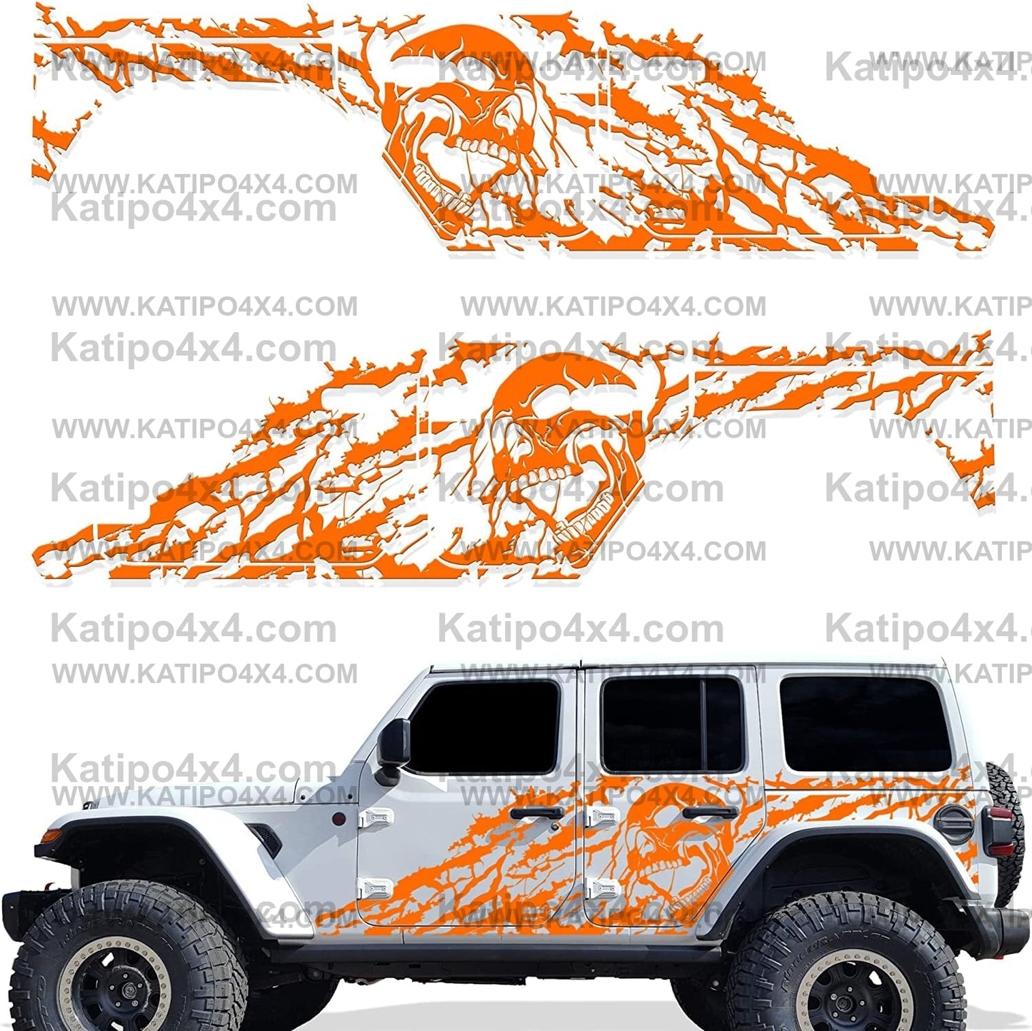 Tire Tracks Side Graphics Kit 3M Vinyl Decal Wrap Compatible with SUV TRUCK CAR 4 Door 2007-2016 - Nimbus Gray