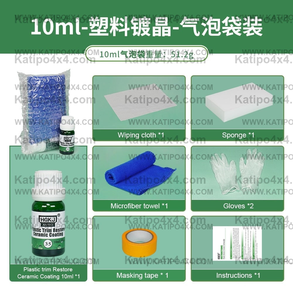 Plastic & Trim Ceramic Coating Agent for refreshing and restoration of black trim parts
