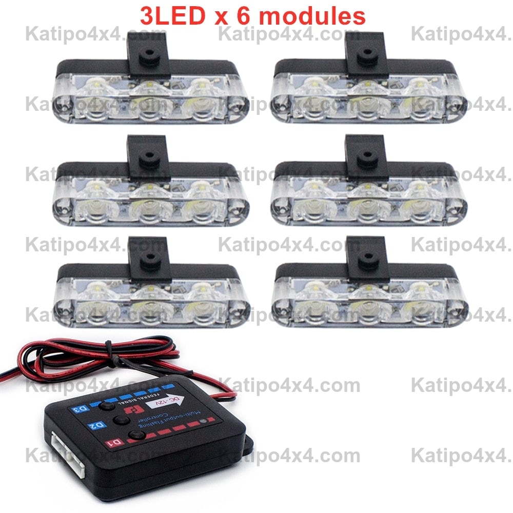 3 LED Car Front Grille Strobe Lights Flash Warning Lamp Red Blue Yellow Rescue Vehicle Emergency Flasher Signal Lighting ( FREE WORLDWIDE SHIPPING )